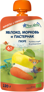Vaisių-daržovių tyrelės, 120 g