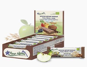 Вкусная новинка - батончик детский ОВСЯНЫЙ Fleur Alpine ИЗЮМ, ЯБЛОКО и КАКАО